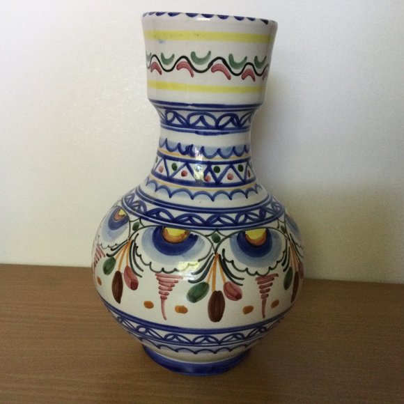 De La Cal Barreira Puente ceramic vase hand painted Spain 8" - Picture 2 of 5